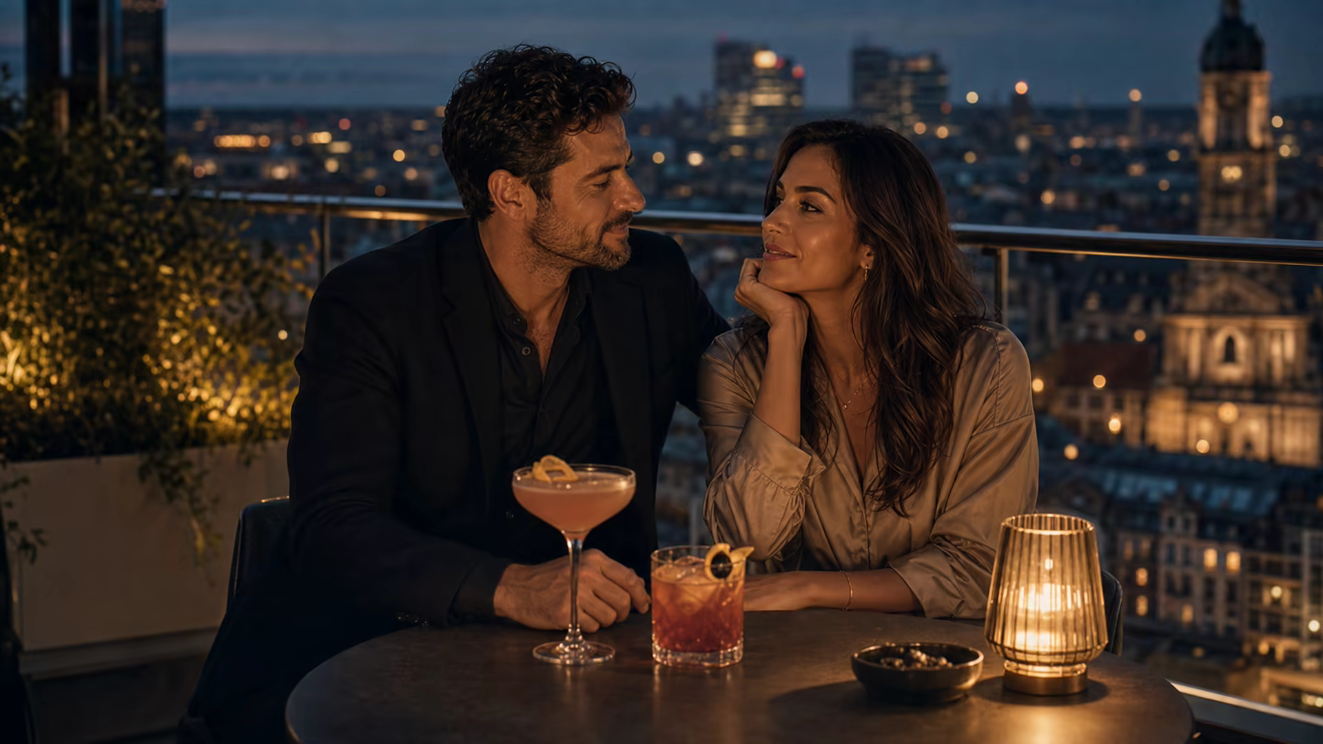 Drink w rooftop barze z widokiem na miasto - romantyczny pomysł na randkę